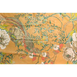 Vintage Salmon Gabrielle Cotton Glazed Chint Fabric w/ Rose & Leaflet Pattern