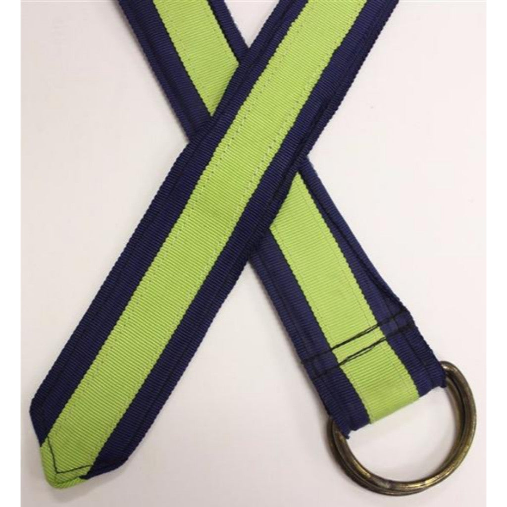 Navy Grosgrain Belt w/ Lime Green Stripe Sz: XL