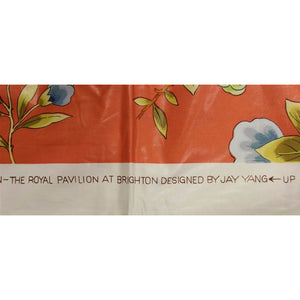 Vintage Brunschwig & Fils 'The Royal Pavilion at Brighton' Print in Coral w/ Blue Floral Pattern
