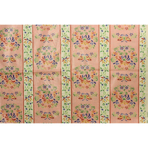 Vintage Gisele Glazed Chintz Shell Pink Fabric w/ Multicolor Butterflies & Flowers