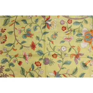 Vintage Porcelain Yellow Glazed Chintz Fabric w/ Multicolor Floral Pattern