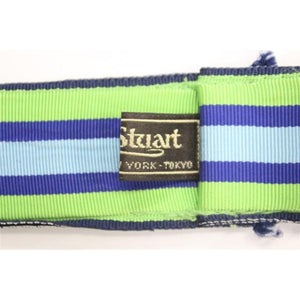 Paul Stuart Grosgrain Ribbon Belt w/ Royal Blue, Lime Green & Light Blue Stripes Sz: XL