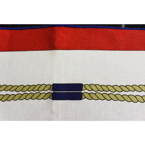 Gucci Yachting/Nautical Cotton Damask Tablecloth w/ Gold Rope Twist