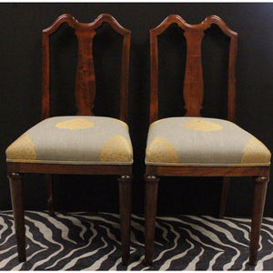 Pair of Mahogany Side Chairs with Upholstered Seat Cushions