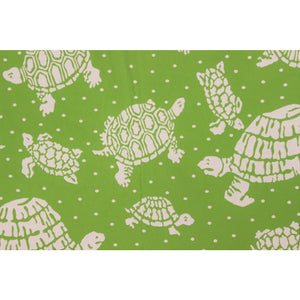 Green Table Cover w/ White Turtle & Polka Dot Pattern