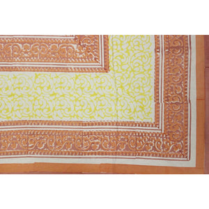 Coral Red & Lemon Yellow Batik Pattern Fabric