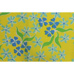 Set of 4 Lilly Pulitzer c.1960's Yellow Napkins/ Pocket Sq w/ Blue Floral Pattern