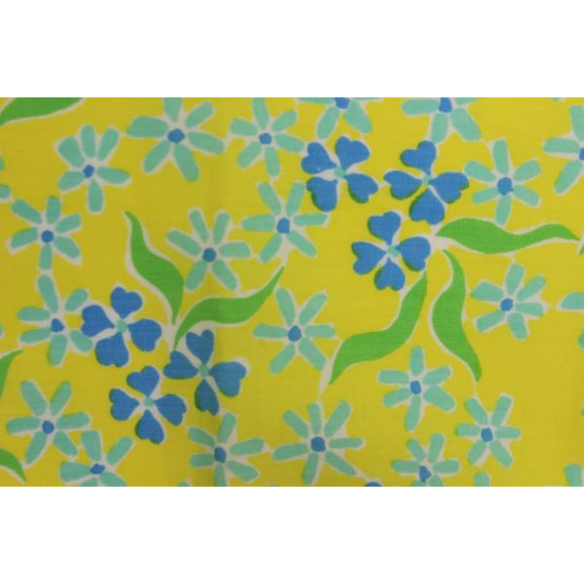 Set of 4 Lilly Pulitzer c.1960's Yellow Napkins/ Pocket Sq w/ Blue Floral Pattern