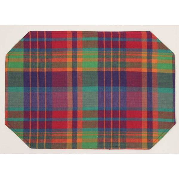 Set x 4 Multicolor Madras Plaid Table Mats