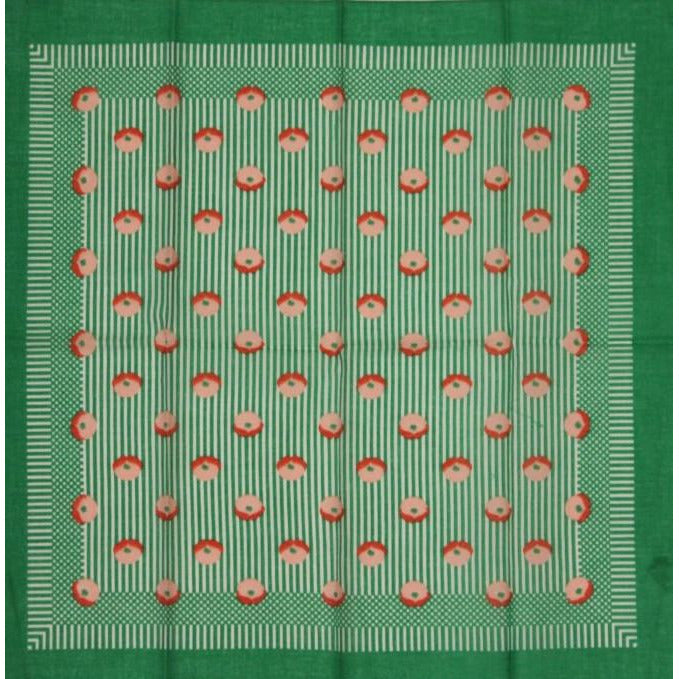 Robinson & Golluber Ladies Bandana w/ Green Stripe & Rose Pattern
