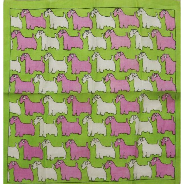 Lime Green, Pink & White Terrier Pocket Square
