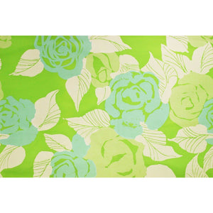 Roseland Hand Lime Green & Aqua Floral Print Key West Fabric