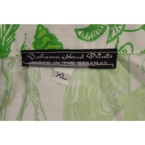 Men's Bahamas Hand Print S/S Shirt w/ Lime Green Conch Shells Sz. XL