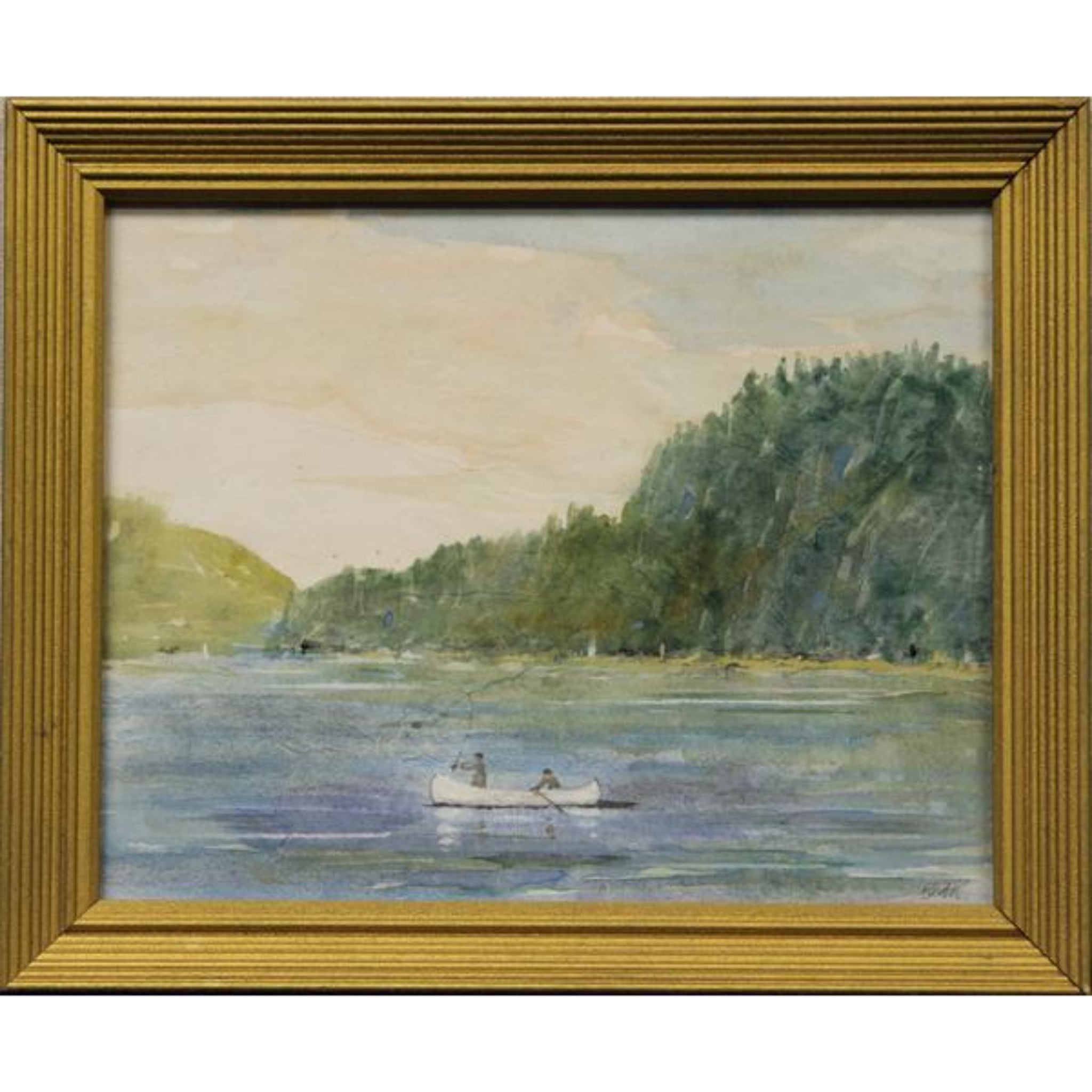 "Fishermen On Great Sacandaga Lake" Watercolor by B.M. Kremitske