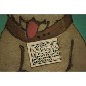 Terrier Clutching a Money Purse c1907 Framed Calendar