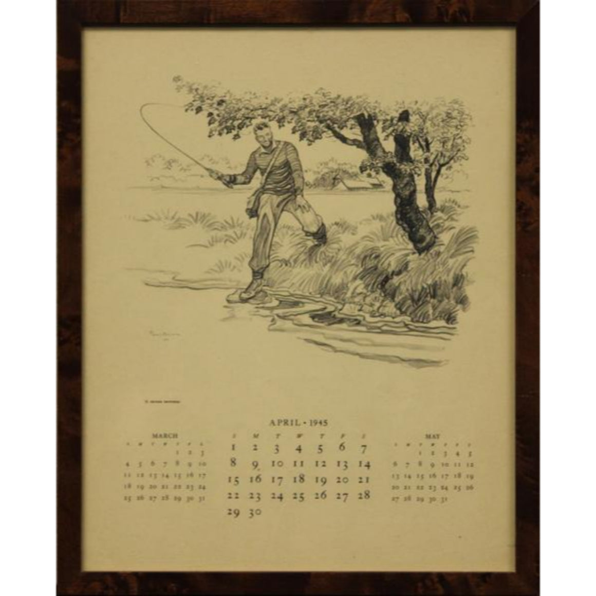 Brooks Brothers Calendar/ Paul D. Brown "Spring Fly-Fishing" April 1945