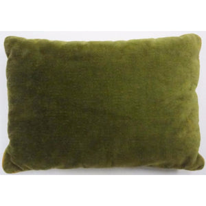 Olive Needlepoint Pillow w/ Green/ Blue & Yellow Stripes