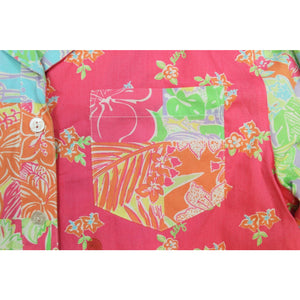 Lilly Pulitzer Patch Panel Shirt Dress with Multicolor Parrots & Flowers Sz. Sm