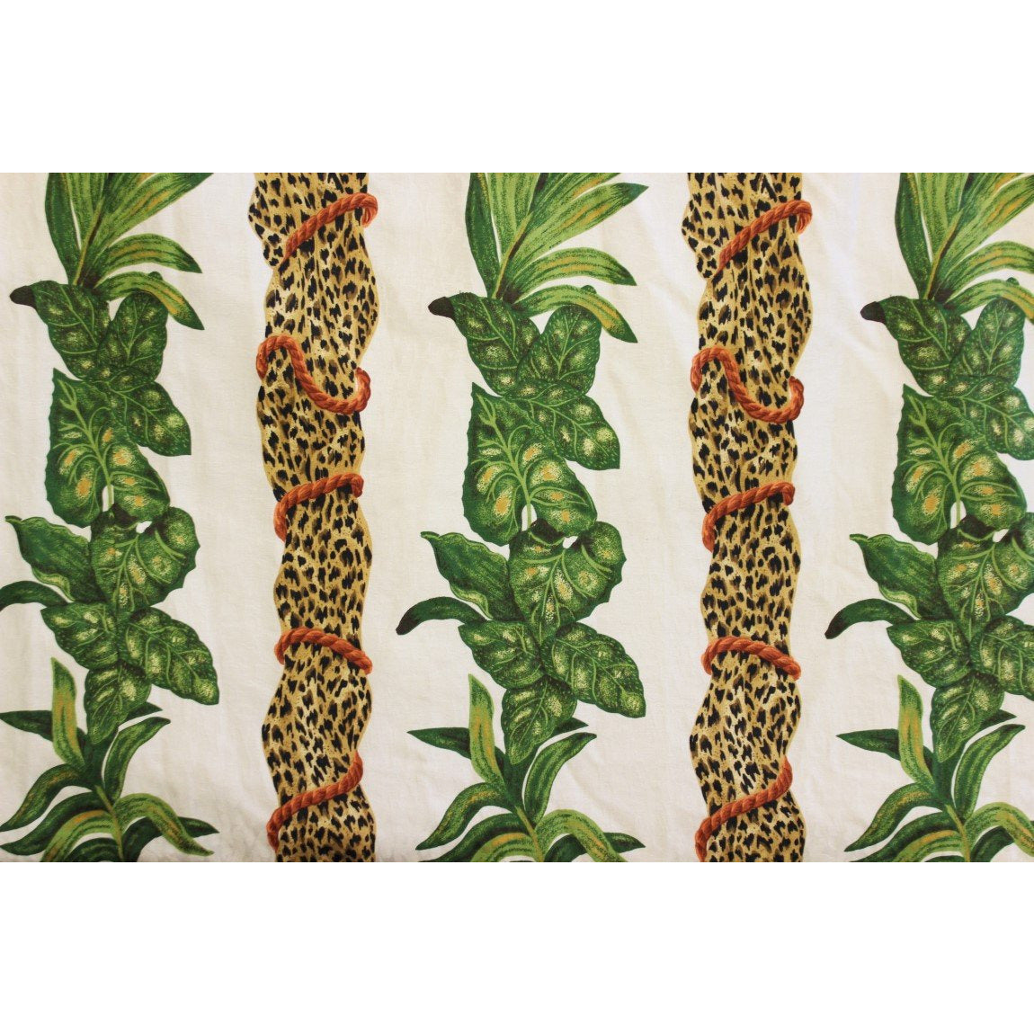 Two Large Curtain Panels w/ Pinch Pleats; Leopard Print & Jungle Leaves Curtain Panels
