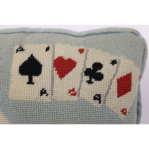 Tiffany Blue Playing Cards & Martini Glass Needlepoint Pillow