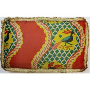 Vintage Multicolor Silk 'Peacock' Pillow