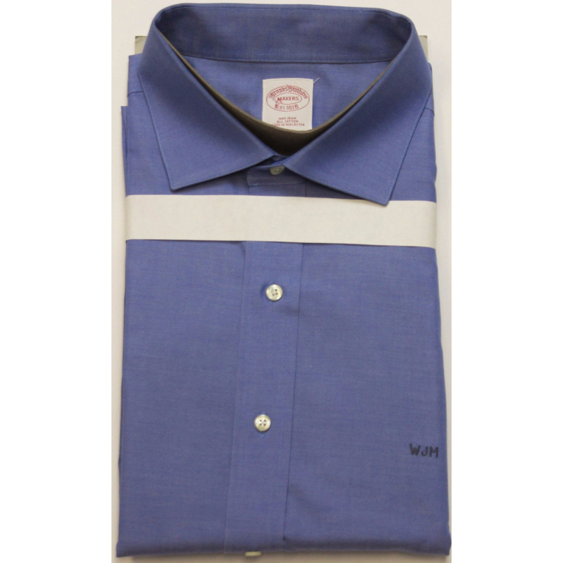 Brooks Brothers Chambray Blue Button Cutaway Collar Custom WJM Shirt Sz: M