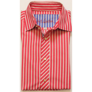 Robert Graham Raspberry & White Stripe Spread Collar Shirt Sz. L