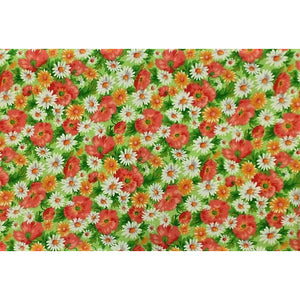 Pink/Orange & Green Floral Print Fabric