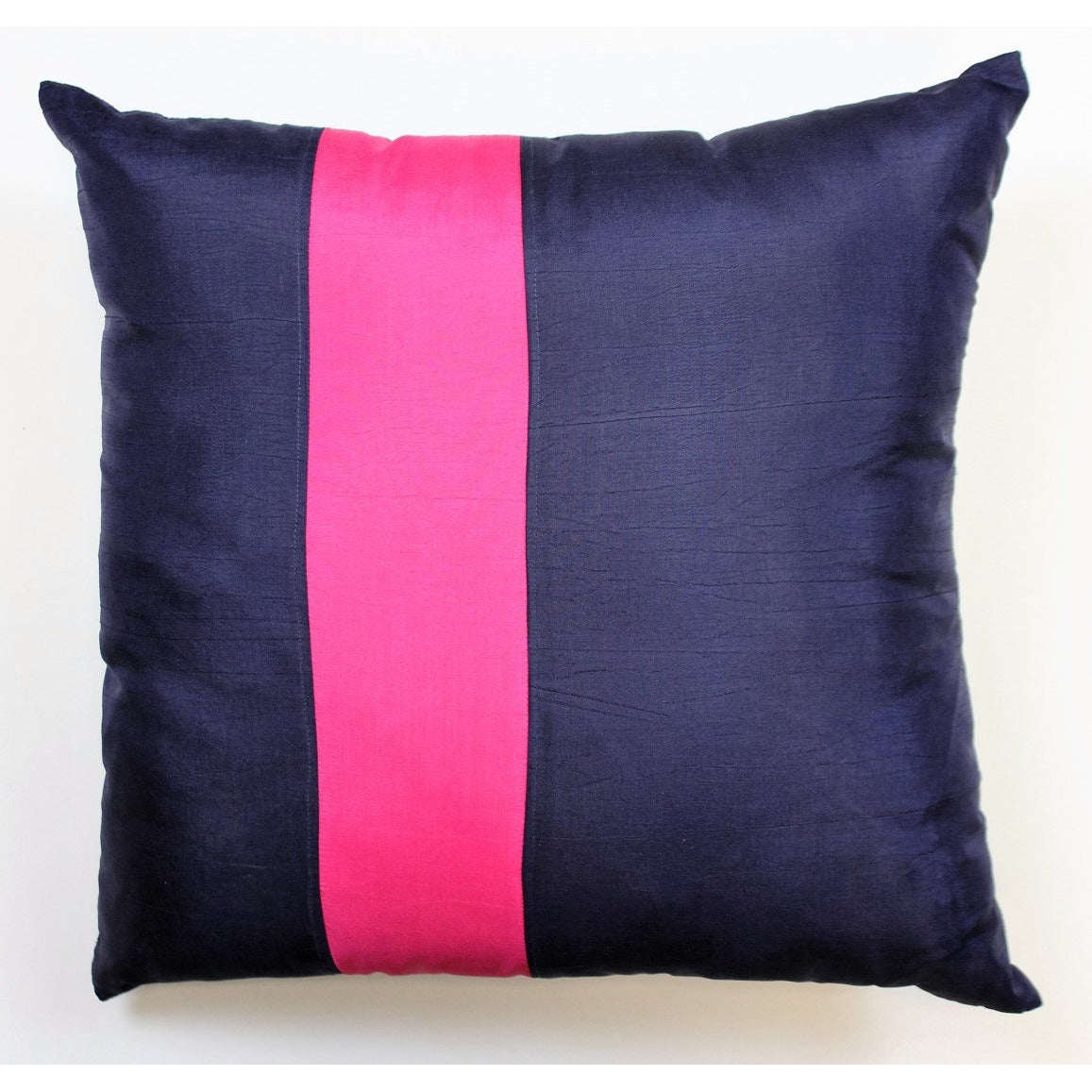 Navy w/ Pink Racing Stripe Silk Pillow