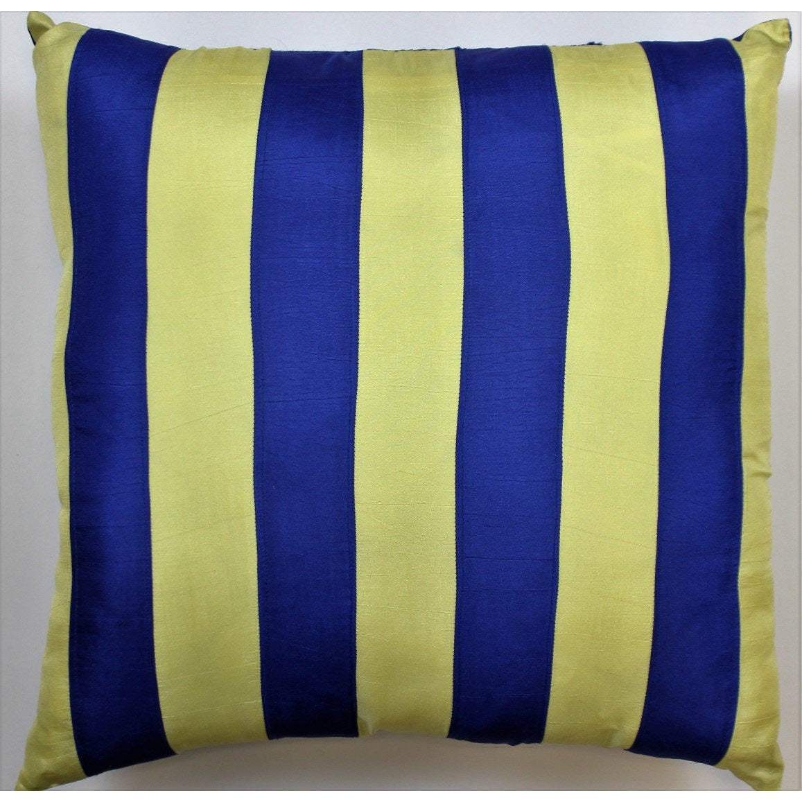 Royal Blue & Yellow Racing Stripe Silk Pillow