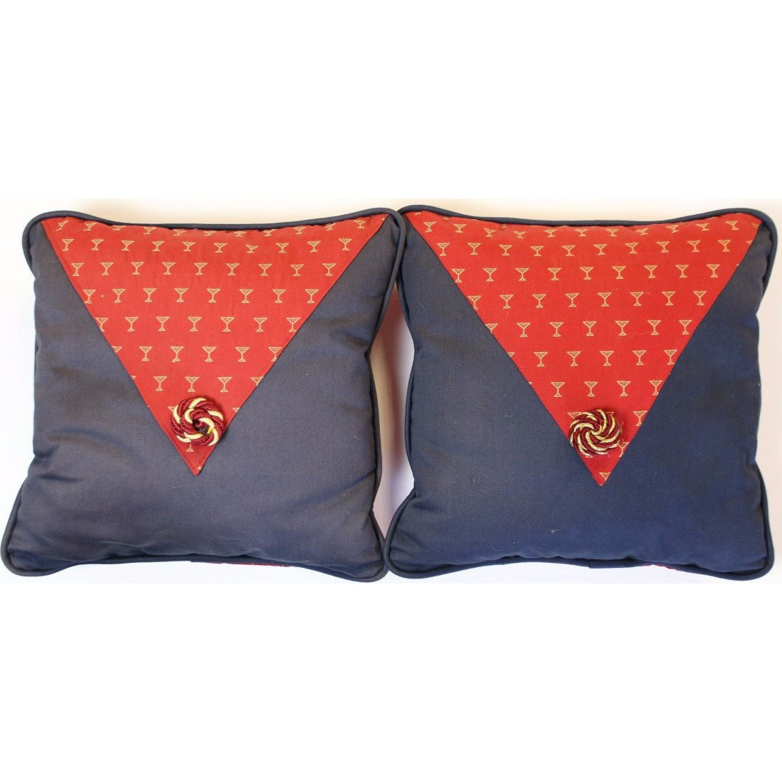 Pair of Cherry Red Martini Glass Pillows
