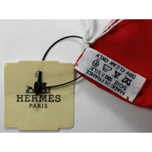 "Hermes Paris Red & Orange 'Brazil' Feathers Pochette/ Pocket Sq" (New w/ 'H' Tag!)