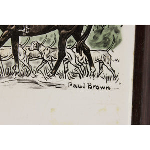 Pair of Paul Desmond Brown 'Hacking Home' Foxhunt Trays