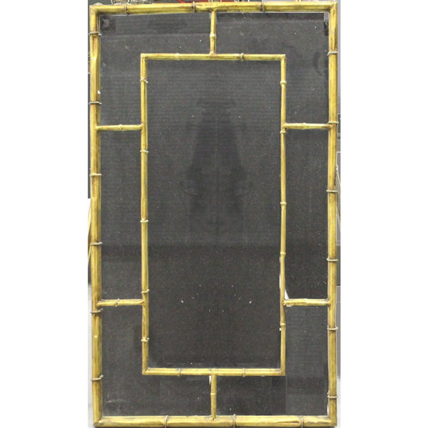 "Vintage Chinoiserie Gilt Brass Bamboo Mirror"