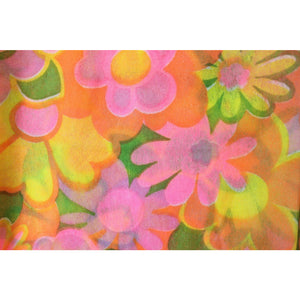 Hot Pink/Orange & Yellow Floral Poly Tissue Sundress Sz. Sm