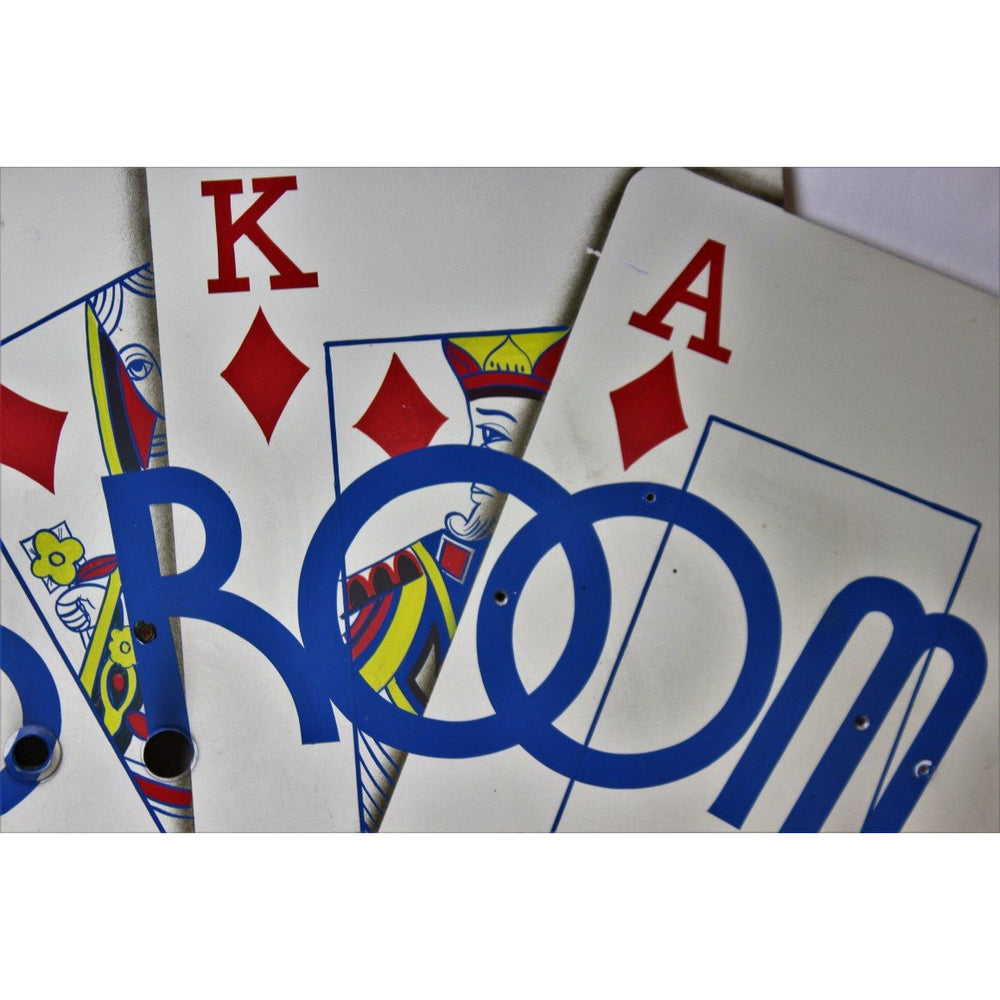 Room" c1950s Sign w/ 5 (Metal) Playing Cards