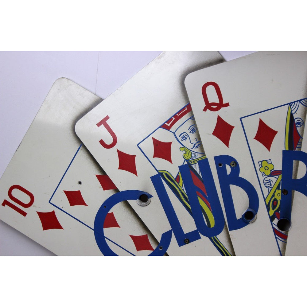 Room" c1950s Sign w/ 5 (Metal) Playing Cards