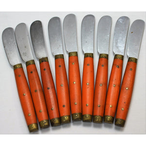 Set of 9 Paris Bistro Hermes Orange Butter Knives