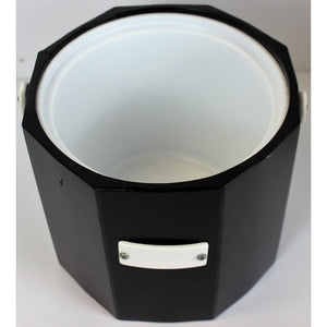 Georges Briard Octagonal Black Ice Bucket w/ White Lucite Handle