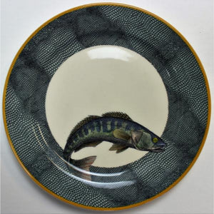 "Set x 8 Williams-Sonoma Salad Plates w/ English Angler "Fish" Pattern"