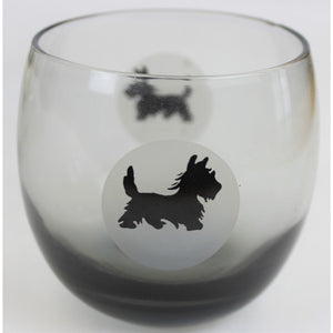 Set of 8 Old-Fashioned Glasses with Scottie Dogs and Brass Carrier