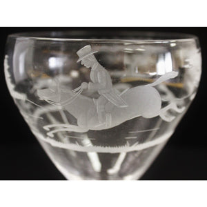 Pair of Etched 'Foxhunt' Water Goblets