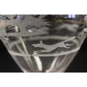 Pair of Etched 'Foxhunt' Water Goblets
