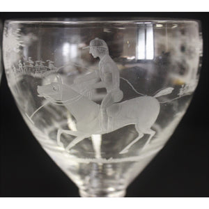 Pair of Etched 'Polo Player' Water Goblets