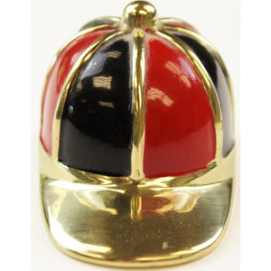 Red/Black Enamel & Brass Jockey Cap Bottle Opener
