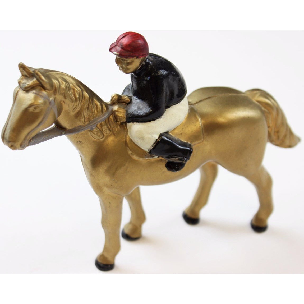 Phipps Stables (Black Silks w/ Cherry Cap) Jockey on Gilt Racehorse