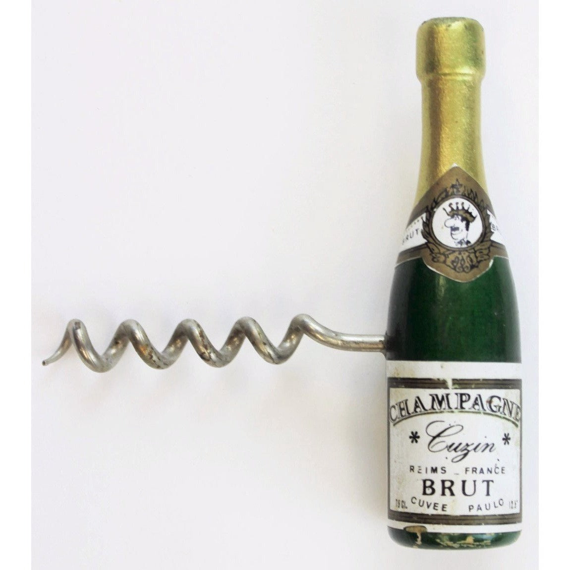 Champagne Cuzin Brut Bottle Corkscrew w/ Magnet
