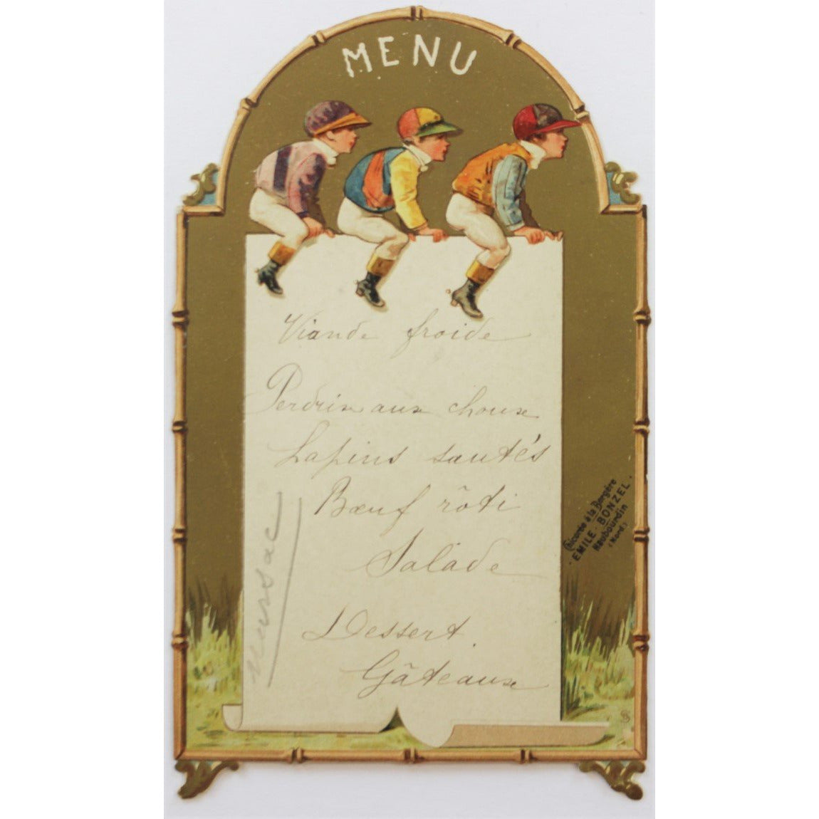 Three Jockeys Paris Restaurant Menu Card