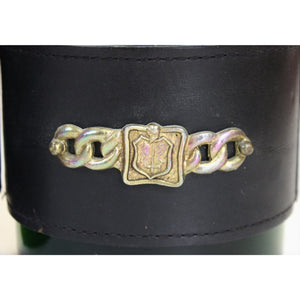 Italian Leather & Brass Semicircular Bookends