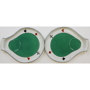 Pair of Kidney Shaped Playing Card Porcelain Dishes